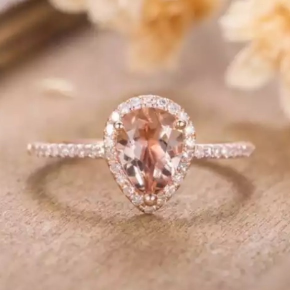 18k RG/925 Morganite and Diamond Ring - Picture 2 of 6